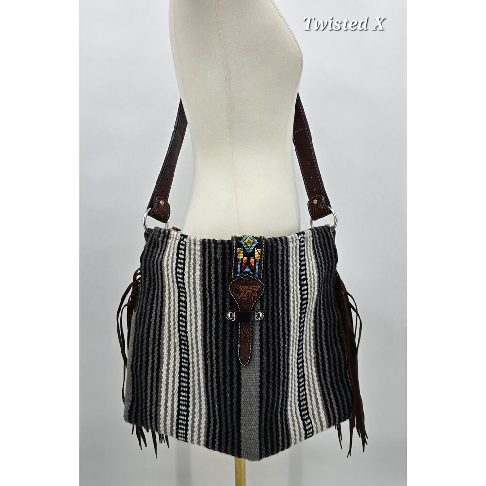 Twisted X Western Boho Wool Saddle Blanket Bag – Grey Multi